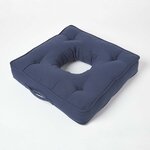 Coussin bouée en velours de coton - Bleu marine - HOMESCAPES