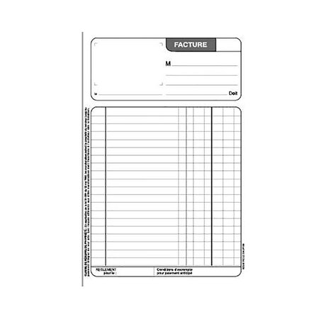 Manifold autocopiant Facture", triple exemplaires 21 x 29,7 cm, 50 pages (paquet 5 unités)"