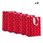 Lot De 10 Sacs Cadeau Grand Format - Feuilles Rouges - Draeger paris