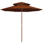 vidaXL Parasol double avec mât en bois Terre cuite 270 cm