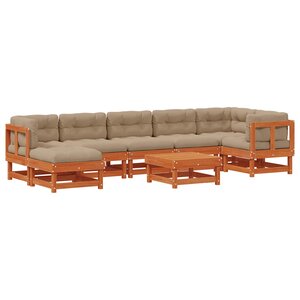 vidaXL Ensemble de salon de jardin 8 Pièces Brun cire Bois de pin massif