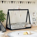 vidaXL Cadre de lit pour enfant noir 70x140 cm bois de pin massif