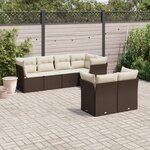 vidaXL Salon de jardin avec coussins 7 Pièces marron résine tressée
