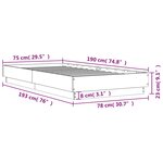 vidaXL Cadre de lit avec lumières LED gris béton 75x190 cm