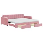 vidaXL Lit de jour avec gigogne et tiroirs rose 90x200 cm velours