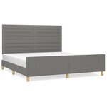 vidaXL Cadre de lit avec tête de lit Gris foncé 160 x 200 cm Tissu