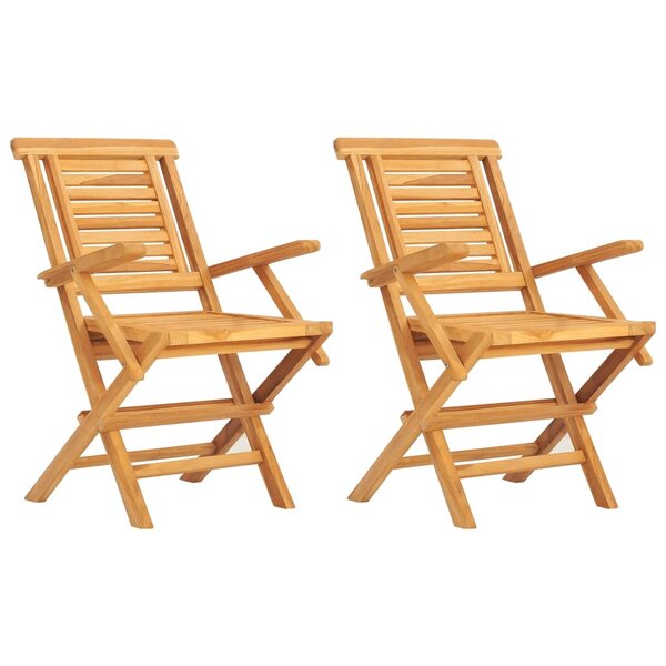 vidaXL Chaises de jardin pliantes lot de 2 56x63x90cm bois massif teck