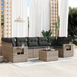 vidaXL Salon de jardin 8 Pièces avec coussins gris clair résine tressée