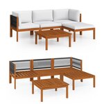 vidaXL Salon de jardin 5 Pièces avec coussins Crème Bois d'acacia solide