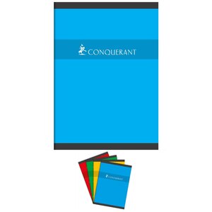 Cahier A4 96 Pages70g Petits Carreaux Agrafées Coloris aléatoires CONQUÉRANT