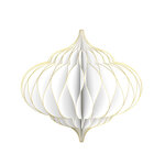 Boule En Papier Blanche - Nid D'abeille - Finitions Paillettes Dorées - Décoration Noël - 8x14 Cm - Draeger paris