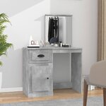 vidaXL Coiffeuse et miroir gris béton 90x50x132 5 cm bois d'ingénierie