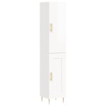 vidaXL Buffet haut Blanc brillant 34 5x34x180 cm Bois d'ingénierie