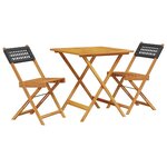vidaXL Ensemble de bistro 3 Pièces noir résine tressée et bois massif