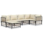 vidaXL Salon de jardin 6 Pièces avec coussins anthracite résine tressée