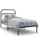vidaXL Cadre de lit métal avec tête de lit noir 90x190 cm