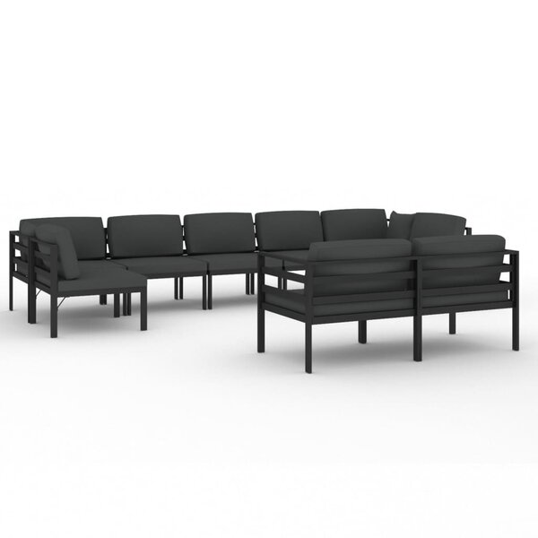 Salon de jardin meuble d'extérieur ensemble de mobilier 9 pièces avec coussins aluminium anthracite 02_0017893