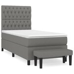 vidaXL Sommier à lattes de lit avec matelas Gris foncé 90x200 cm Tissu