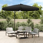 vidaXL Parasol d'extérieur avec mât en acier 300 cm Noir