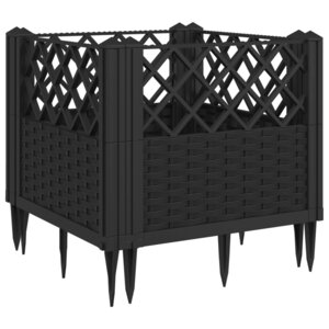 vidaXL Jardinière avec piquets noir 43 5x43 5x43 5 cm PP