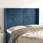 vidaXL Tête de lit avec oreilles Bleu foncé 147x16x118/128 cm Velours
