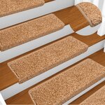 vidaXL Tapis d'escalier 15 Pièces 65x21x4 cm Beige