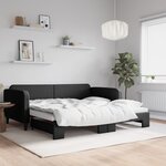 vidaXL Lit de jour avec lit gigogne noir 100x200 cm tissu