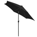 vidaXL Parasol avec LED et mât en aluminium 300 cm Noir