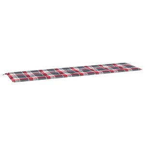 vidaXL Coussin de banc de jardin motif à carreaux rouges 200x50x3 cm