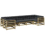 vidaXL Salon de jardin 7 Pièces avec coussins bois de pin imprégné