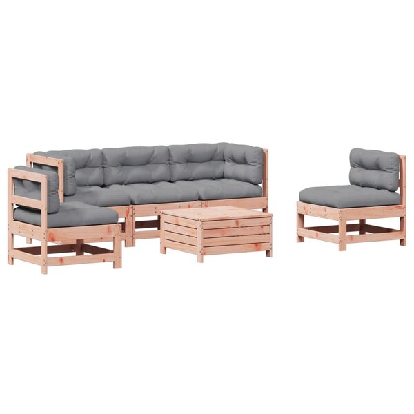 vidaXL Salon de jardin 6 Pièces avec coussins bois massif Douglas