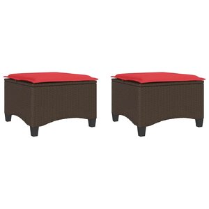 vidaXL Tabourets jardin coussins 2Pièces marron 55x55x36cm résine tressée