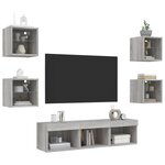 vidaXL Unités murales TV avec LED 7 Pièces gris sonoma bois d'ingénierie