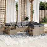 vidaXL Salon de jardin avec coussins 10 Pièces beige résine tressée