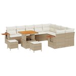 Ensemble de Canapés de Jardin de 12 pièces avec Coussins en Rattan Poly Beige Acacia