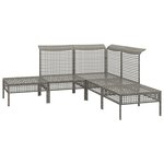 vidaXL Salon de jardin 5 Pièces avec coussins Gris Résine tressée