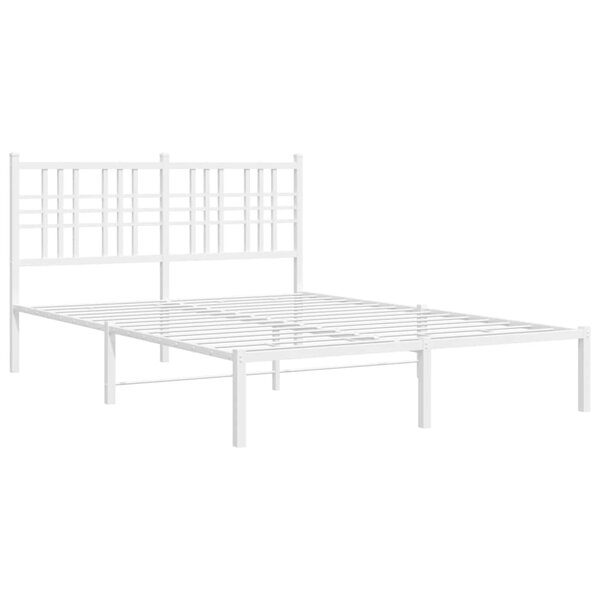 vidaXL Cadre de lit métal avec tête de lit blanc 120x200 cm