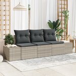 vidaXL Ensemble de canapé de jardin 3 pièces avec coussins gris clair rattan PE