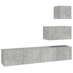 vidaXL Ensemble de meubles TV 4 Pièces Gris béton Bois d'ingénierie