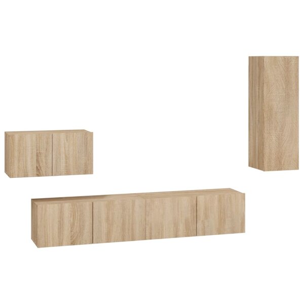 vidaXL Ensemble de meubles TV 4 Pièces Chêne sonoma Bois d'ingénierie