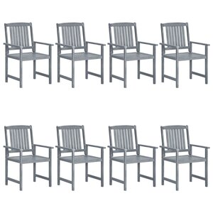 vidaXL Chaises de jardin lot de 8 Bois massif d'acacia Gris