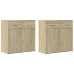 vidaXL Buffets 2 Pièces chêne sonoma 79x38x80 cm bois d'ingénierie