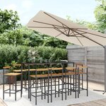 vidaXL Ensemble de bar jardin 11Pièces noir poly rotin/bois massif acacia