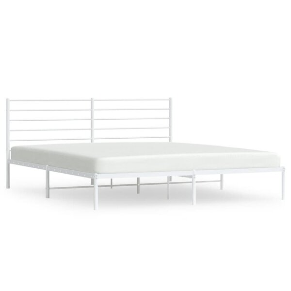 vidaXL Cadre de lit métal avec tête de lit blanc 200x200 cm