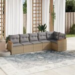vidaXL Salon de jardin avec coussins 6Pièces mélange beige résine tressée