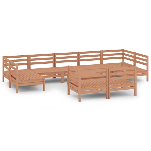 vidaXL Salon de jardin 10 Pièces Marron miel Bois de pin massif
