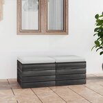 vidaXL Repose-pieds palette de jardin 2 Pièces avec coussins Bois de pin