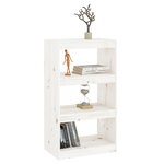 vidaXL Bibliothèque/Séparateur de pièce Blanc 60x30x103 5cm pin massif