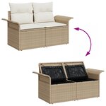 Ensemble de Canapés de Jardin vidaXL de 7 pièces avec Coussins Beige en Poly Rattan