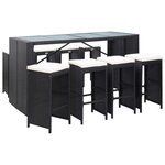 vidaXL Ensemble de bar d'extérieur 9 Pièces Résine tressée Noir